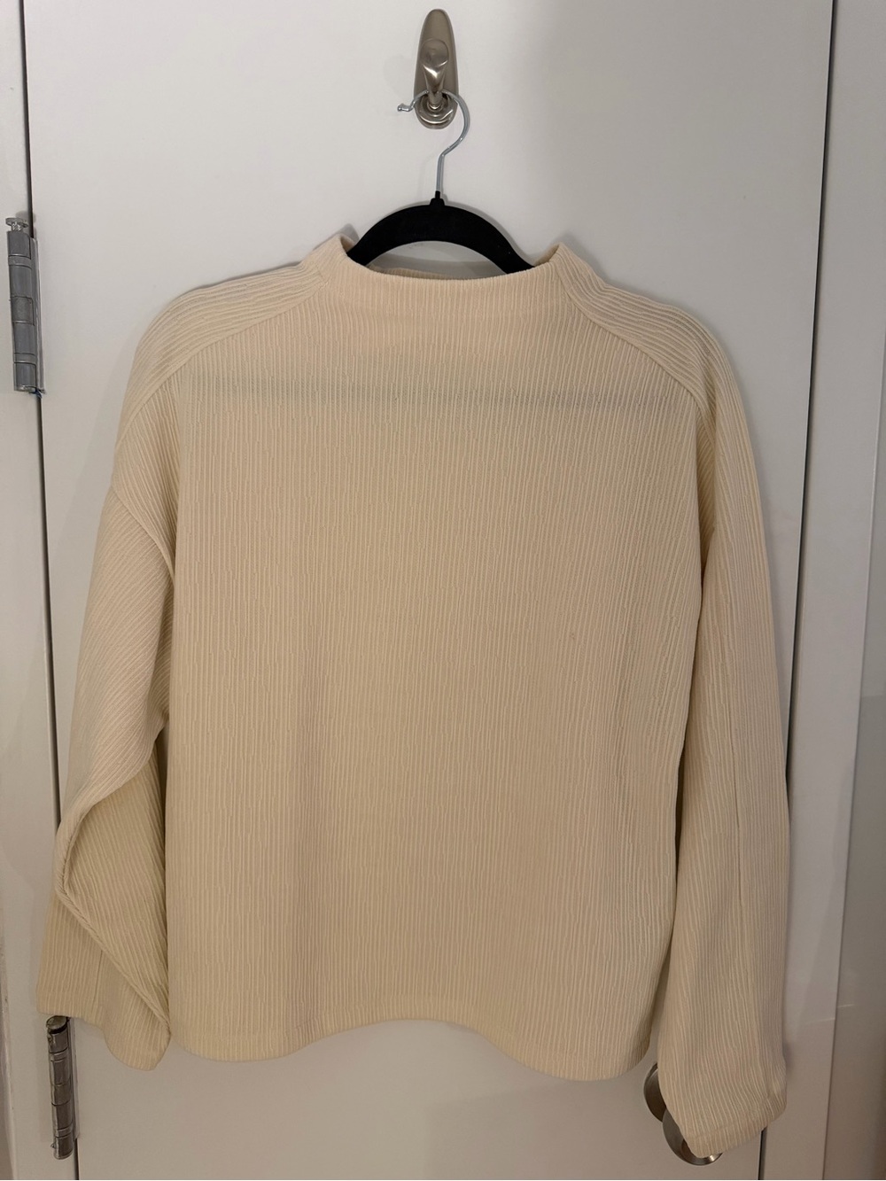 Madewell Ivory Ribbed Mock-Neck Long Sleeve Top